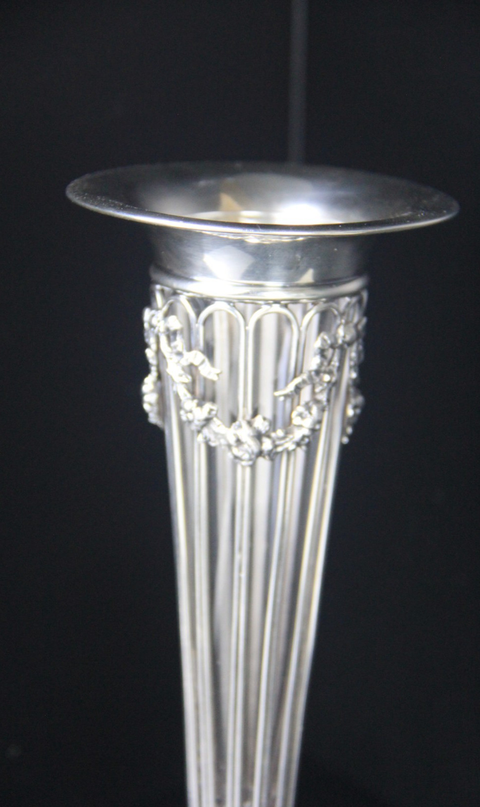 1907 J.B & Co. Birmingham Weighted Sterling Silver Vase with Glass Liner w/ Mono