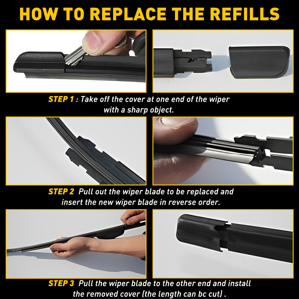 4 X Universal 28" Car Bus Silicone Frameless Windshield Wiper Blade Refills