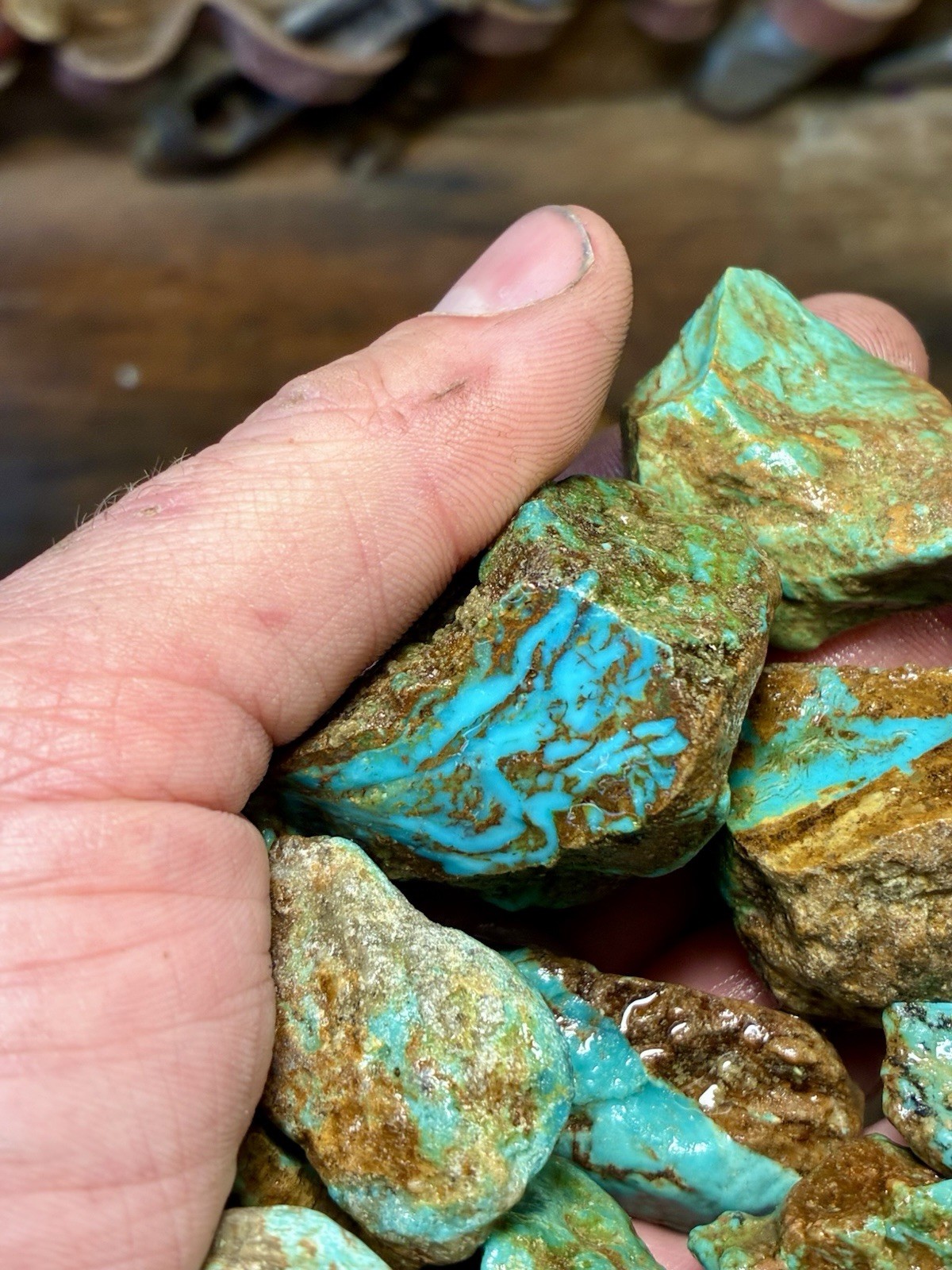 Turquoise Mountain - Kingman Blue Turquoise in Classic Red Matrix. 1 Lb.