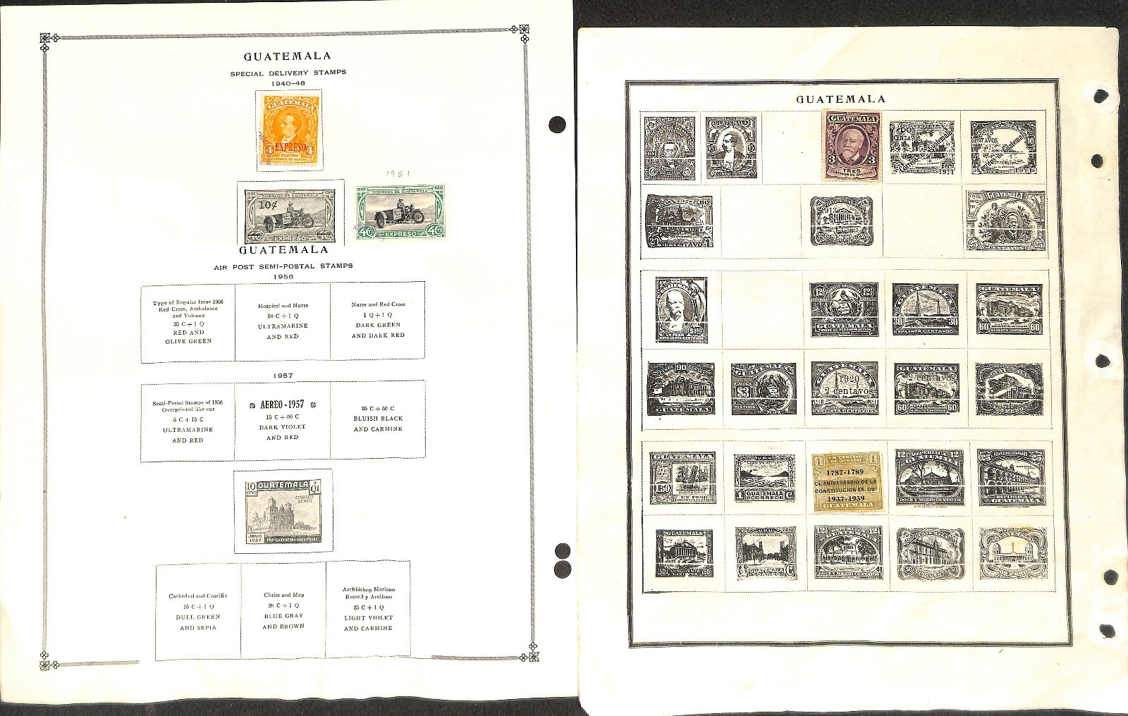 Guatemala Stamp Collection on 19 Scott International Pages, 1871-1953 (BE)