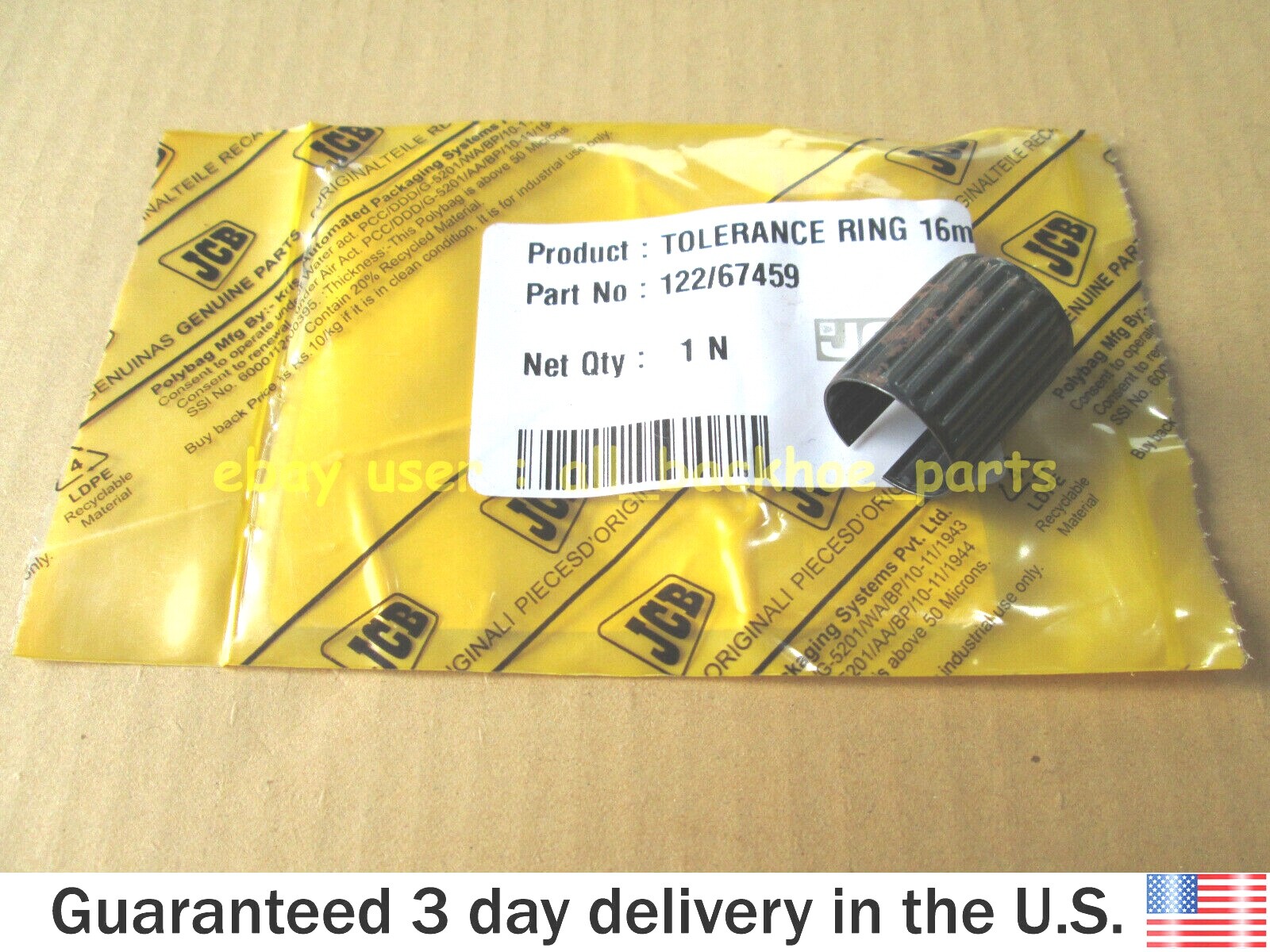 JCB BACKHOE - GENUINE JCB TOLERANCE RING 16 MM (PART NO. 122/67459)