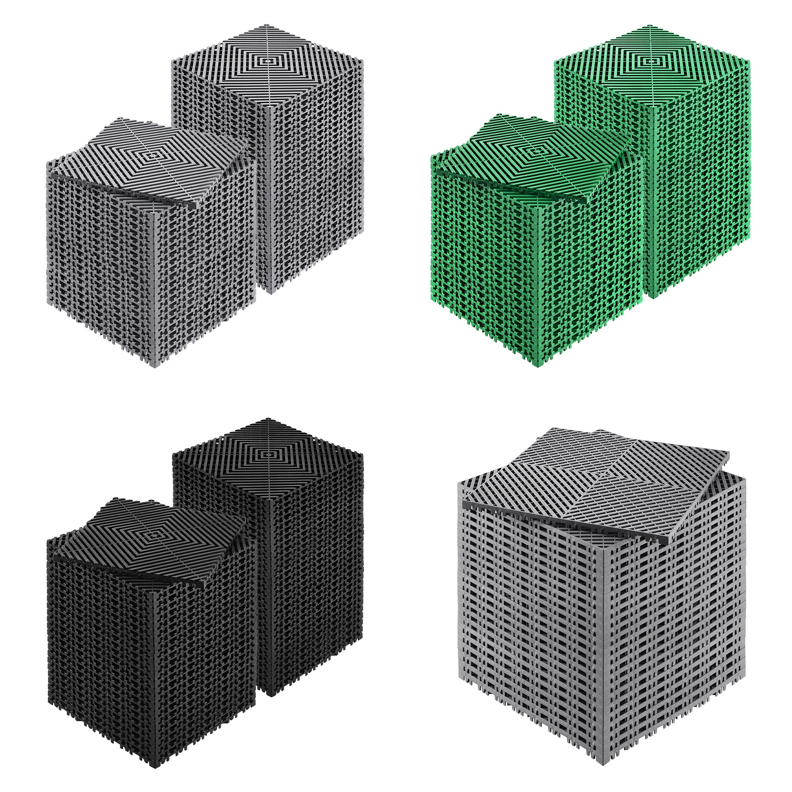 Interlocking Garage Floor Tiles 12x 12/15.7x15.7in Drainage Modular Deck Tile