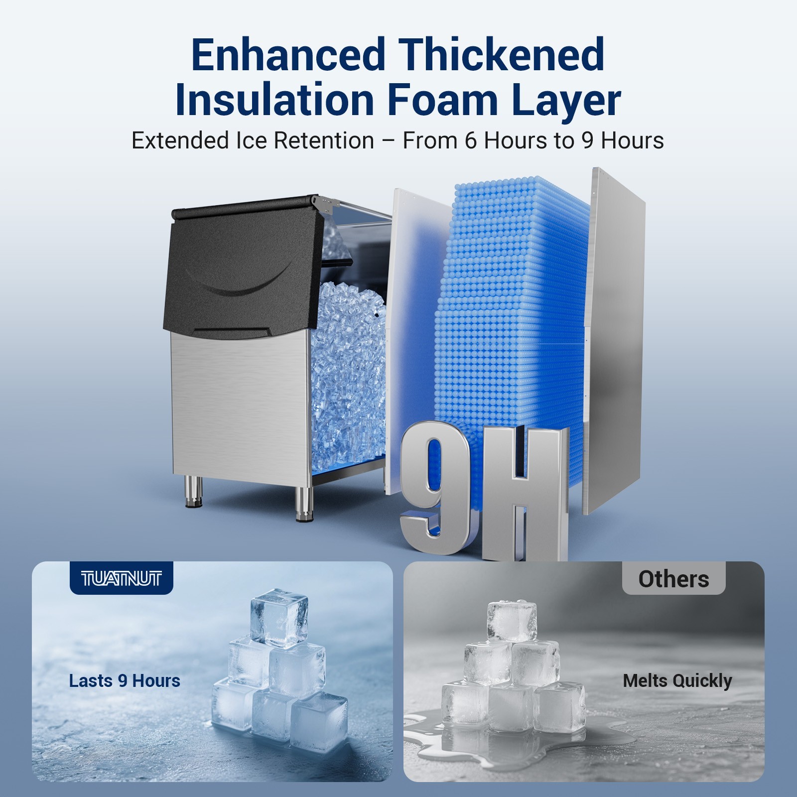 Heavy Duty 650Lbs/24H Commercial Ice Maker Machine 450Lbs Industrial Ice Machine