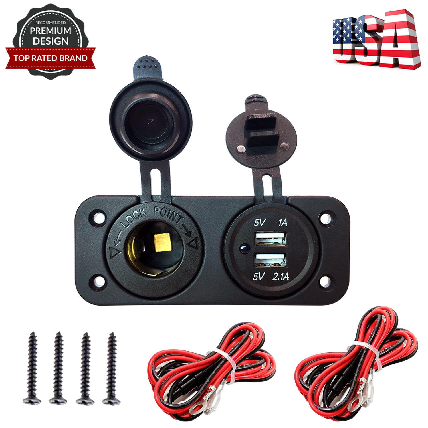 Dual USB Car Lighter Socket Splitter 12V Charger Power Adapter Outlet