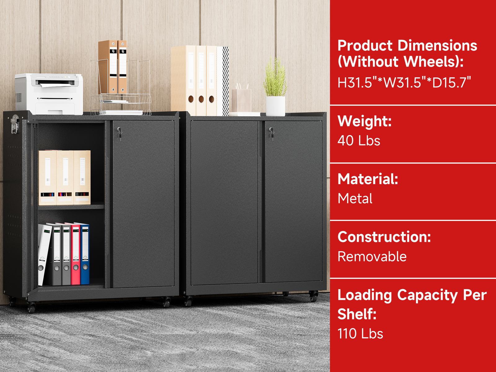 Metal Storage Cabinet W/ Adjustable Shelves Garage Storage Cabinet Tool Cabinet