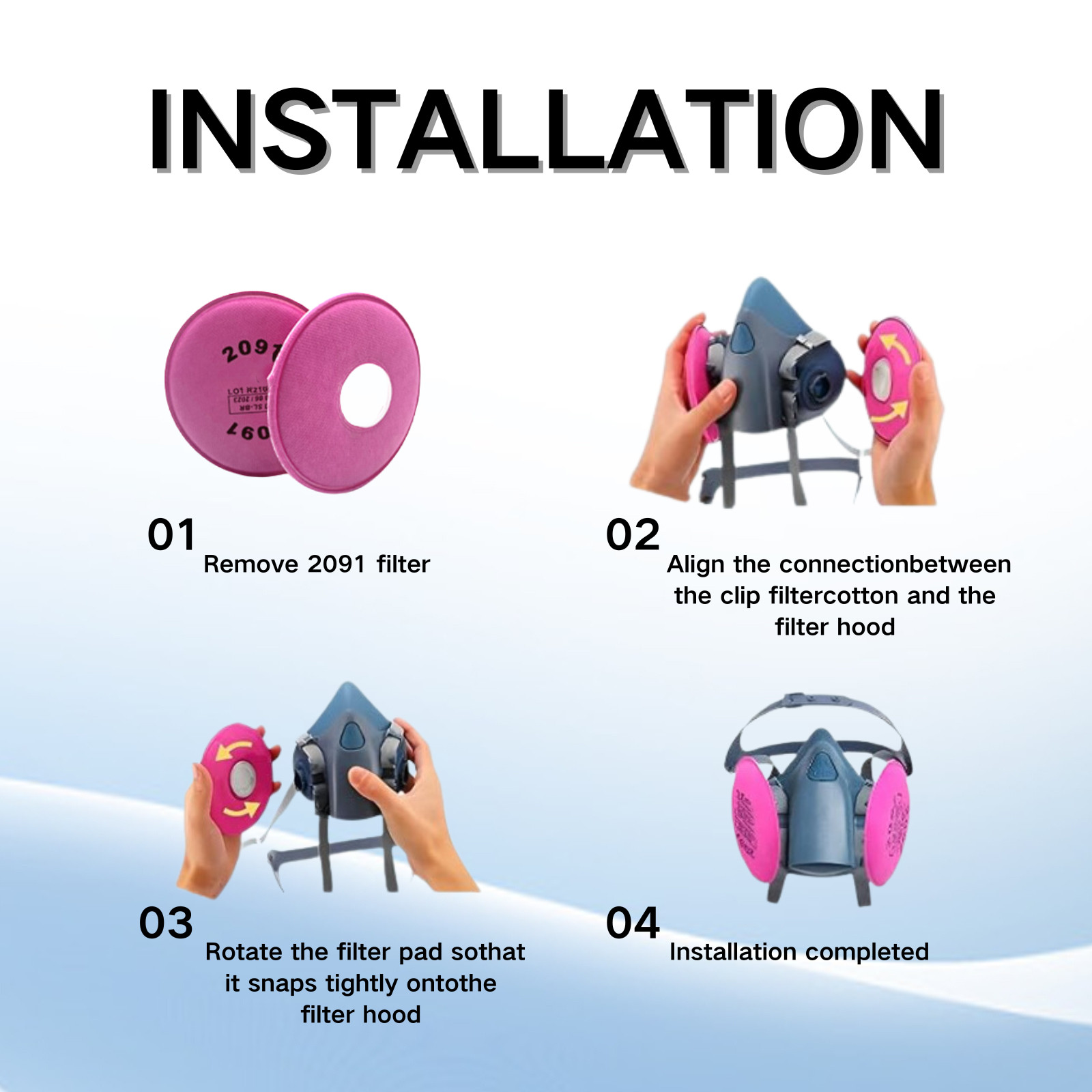 10PCS (5Pack) 2091 P100 Particulate Filter Cotton, Installed on Filter Retainer