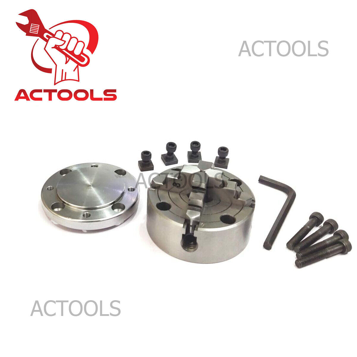 Tilting Rotary Table 4"100mm + 80mm Chuck Independent 4 Jaws+ Back Plate+ T-nuts