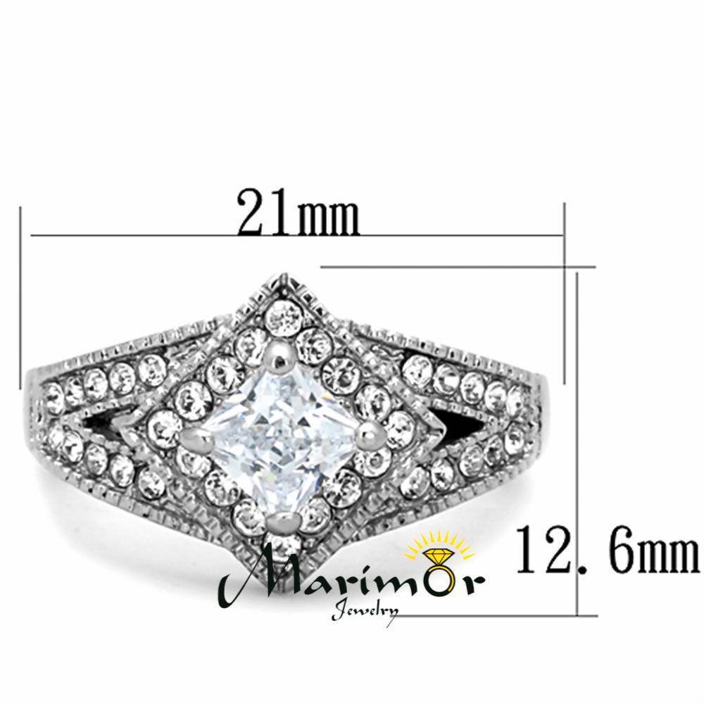 High Polished Stainless Steel 1 Ct CZ Engagement / Fashion Ring Sizes 5-10