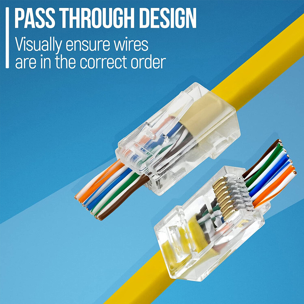 500pcs RJ45 Pass Through Modular Plug Network Cable Connector End 8P8C CAT6 CAT5