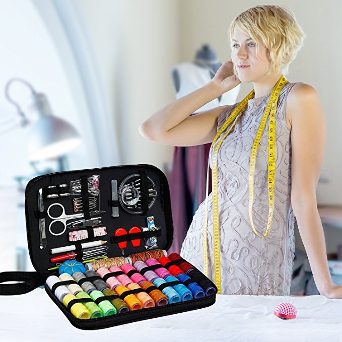 99Pcs Portable Sewing Box Kit Home Travel Sewing Threads Scissors Needles Set