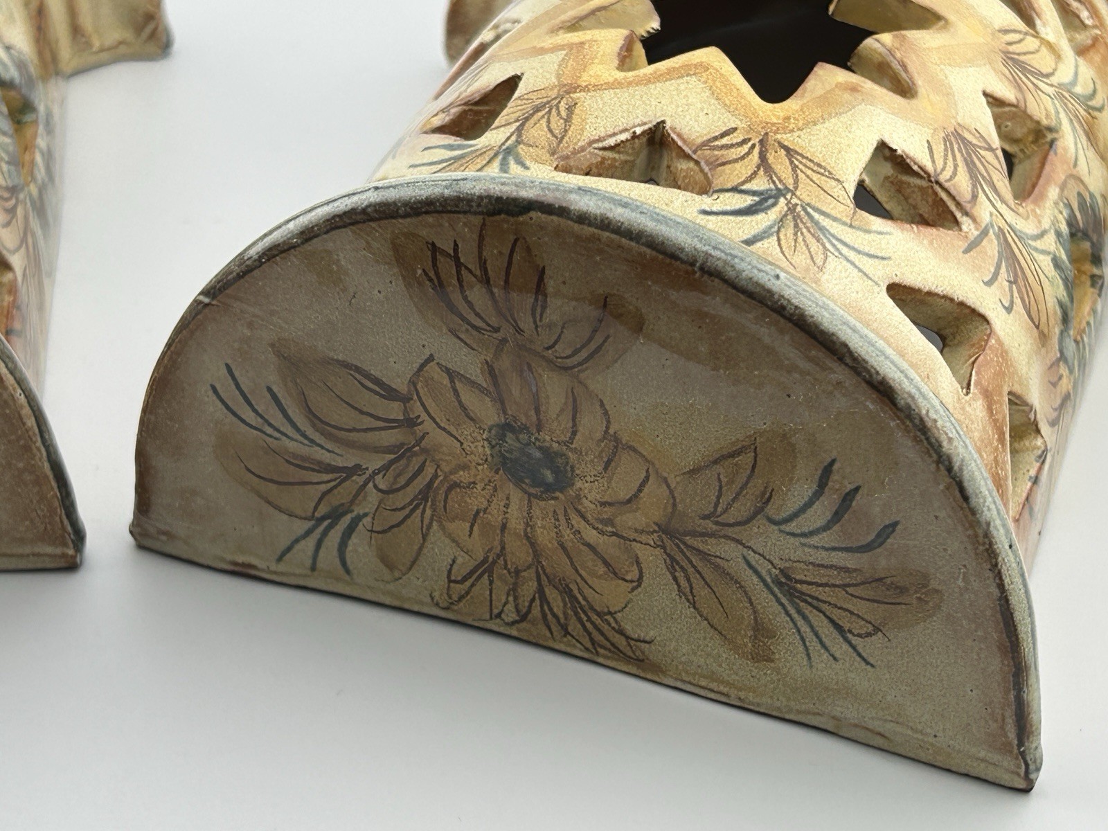 Vintage Portuguese Algarve Olaria de Almancil Pierced Ceramic Wall Lantern Alice