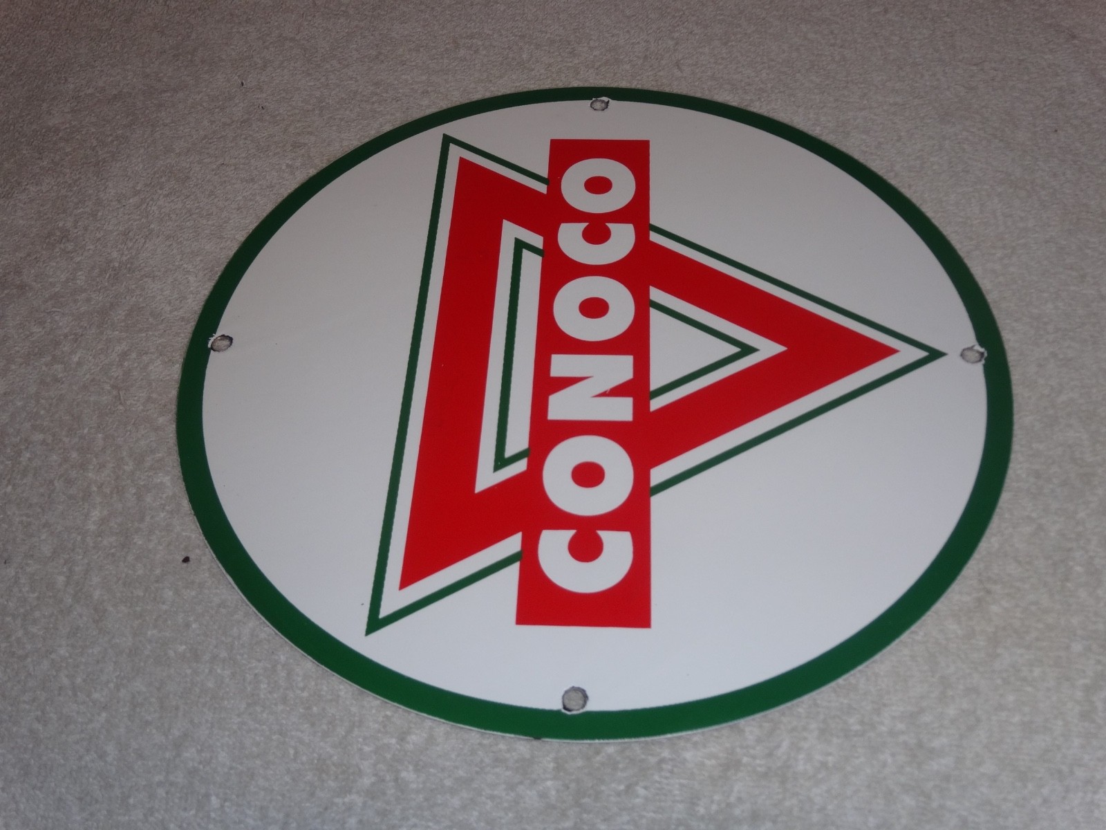 VINTAGE CONOCO ROYAL 11 3/4" PORCELAIN METAL MARLAND GASOLINE, STANDARD OIL SIGN