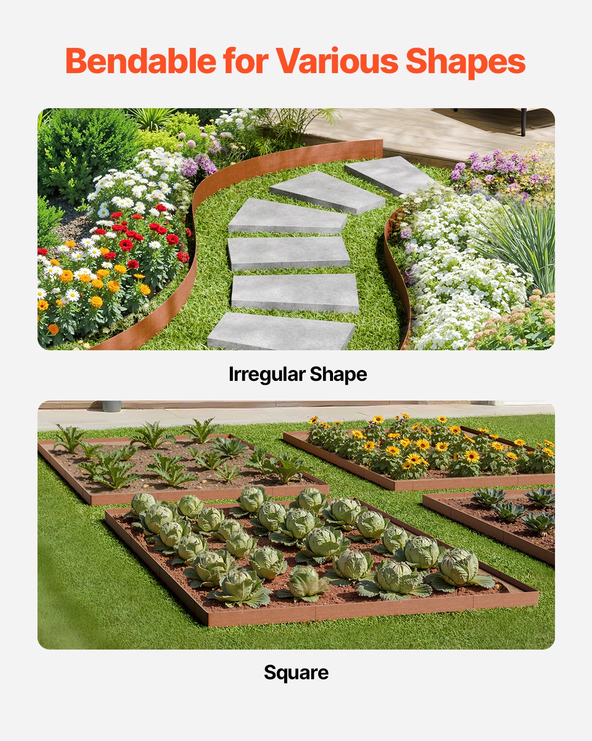 Steel Landscape Edging 10 Packs 40x4.5in Weather-Resistant Garden Edging