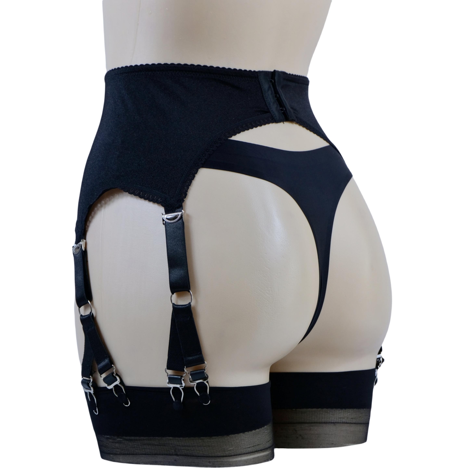 Luxallacki Stretchy 6 Straps Garter Belt with 12 Metal Claws for Women Lingerie