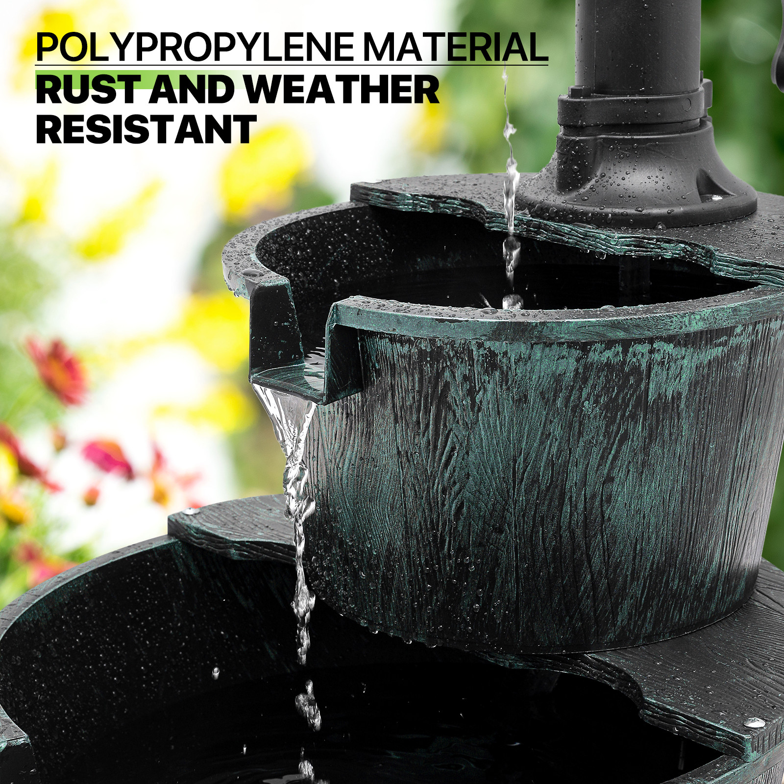 2-Tier Bird Bath Pedestal Fountain 27-Inch Outdoor Garden Decor