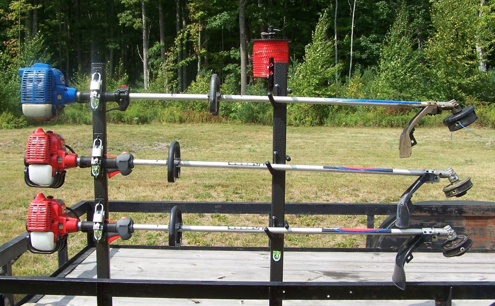3-Place Weedeater Trimmer Racks OPEN Trailer with FREE 3 Lb trim line rack-PK-6