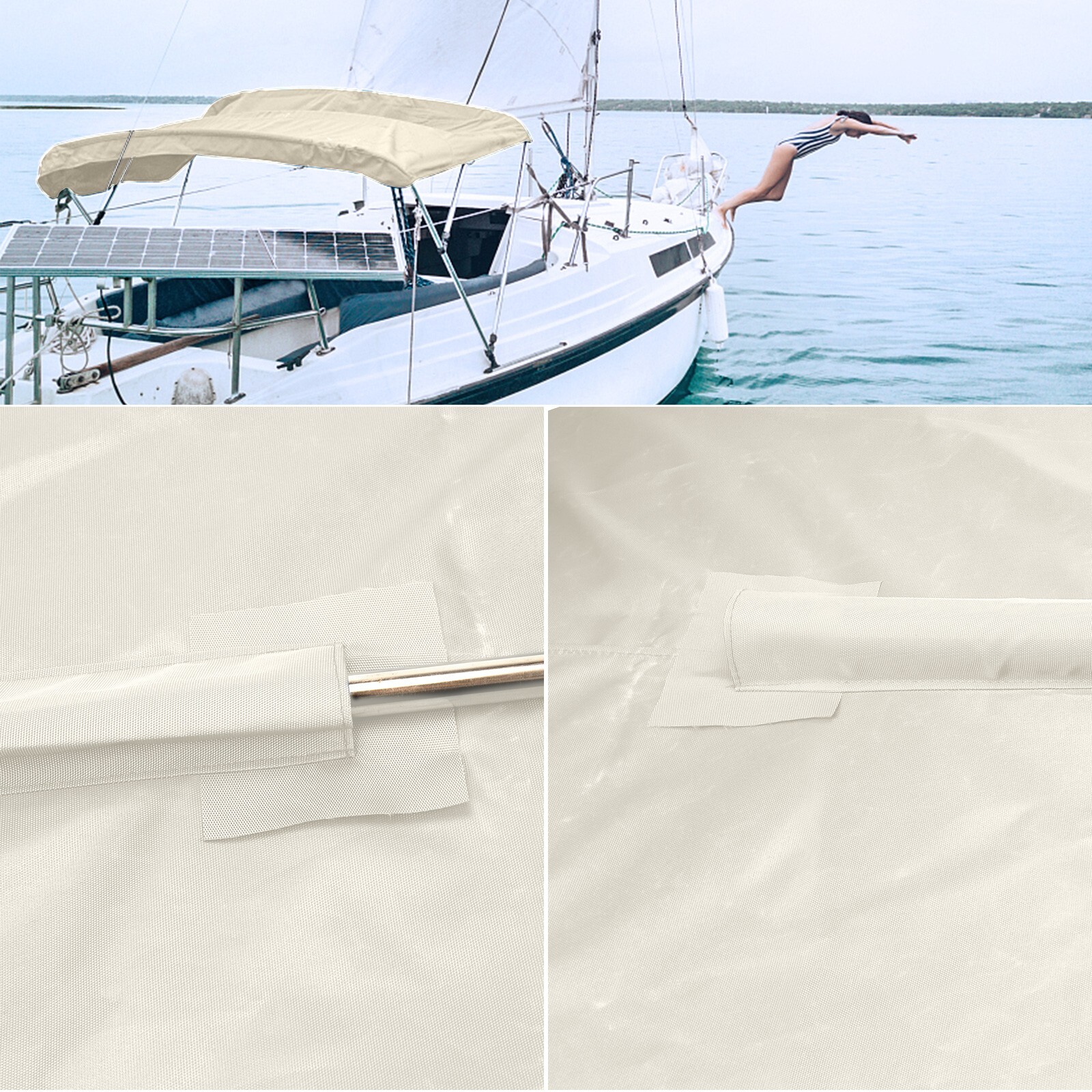 3 Bow Bimini Top Replacement Canvas Cover / Without Frame