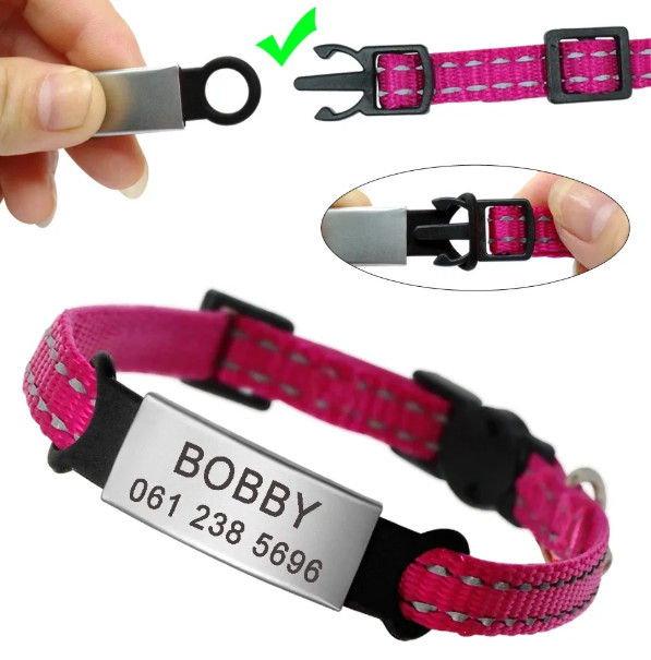 Personalized Slide-On Collar Pet ID Tag, Dog Cat Tag with Name + Contact Info