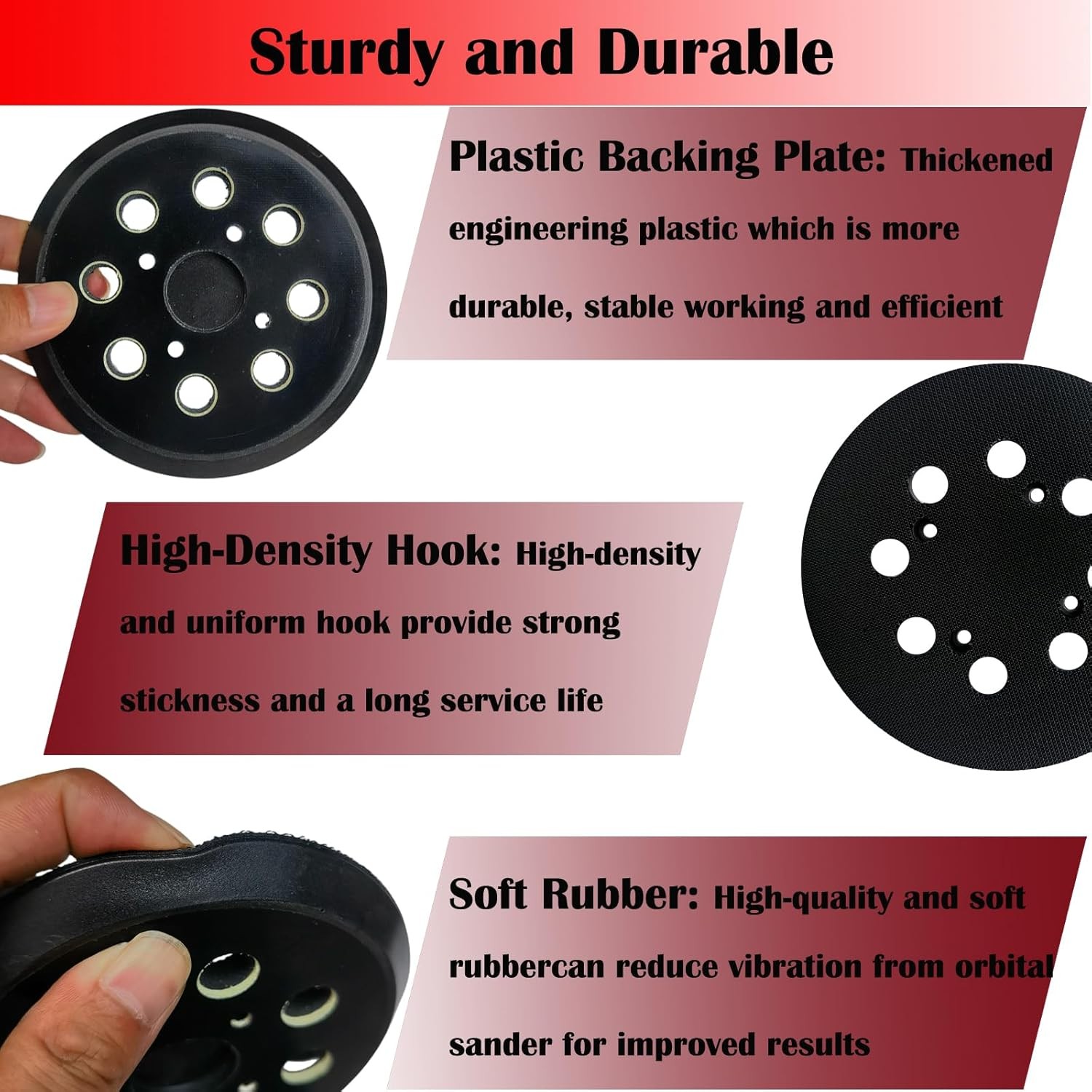 5" Universal Replacement Sander Pad for Ryobi RS290, RS240, 5 inches, Black