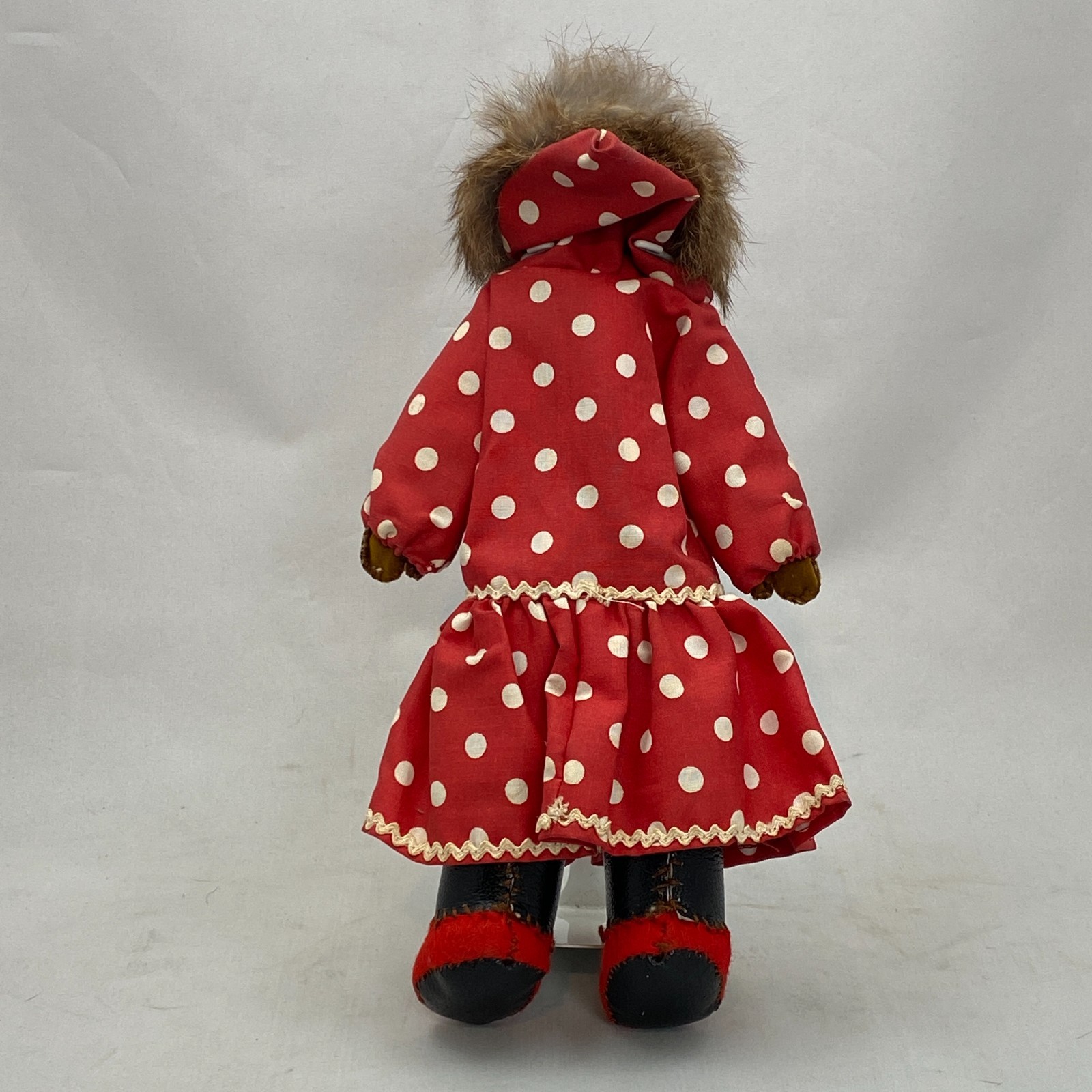 Vintage Inuit Parka Souvenir Figure 12" Alaska Native Eskimo Cloth Doll Fur Trim