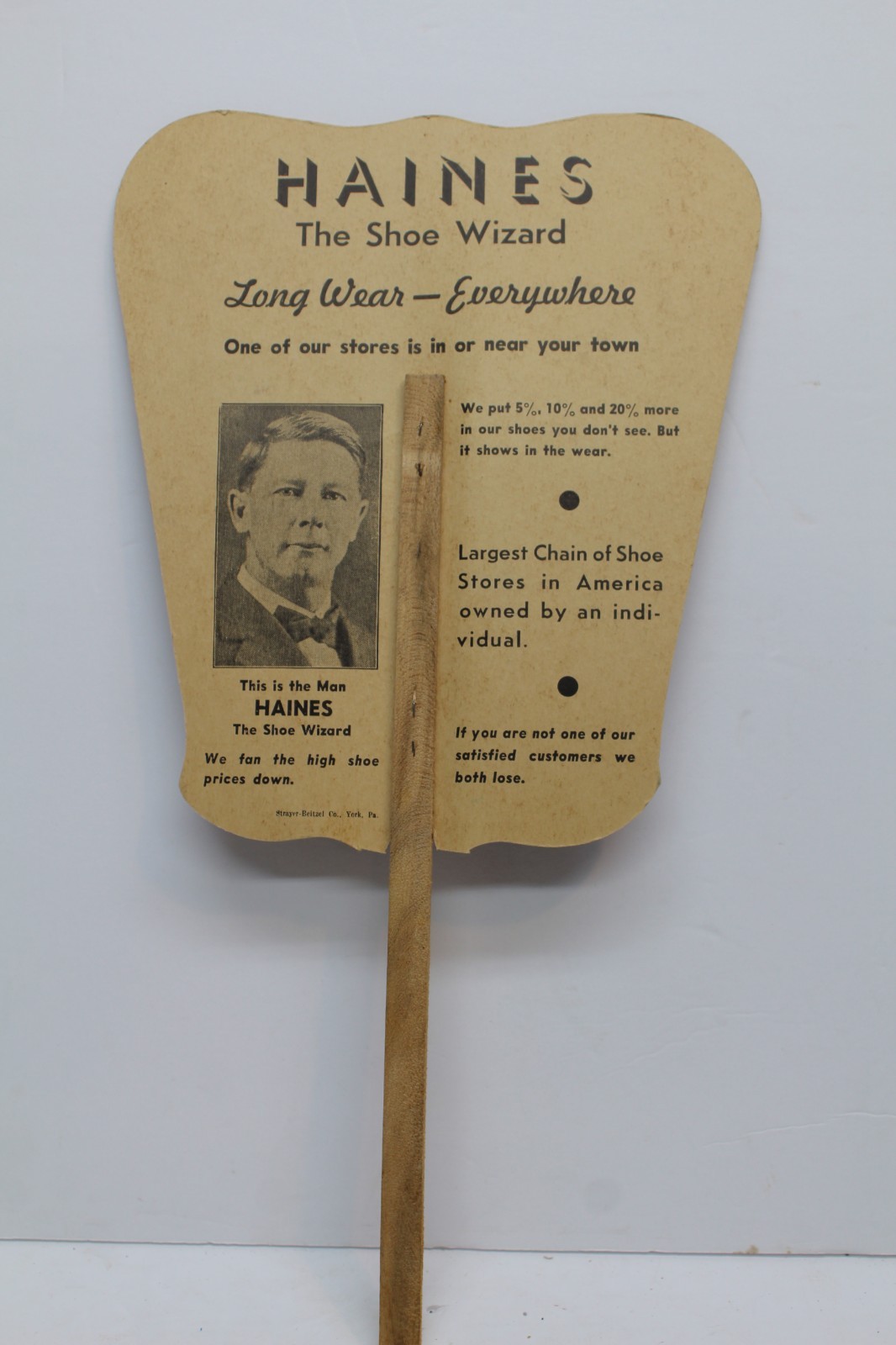 VINTAGE HAINES THE SHOE WIZARD YORK PA ADVERTISING HAND FANS
