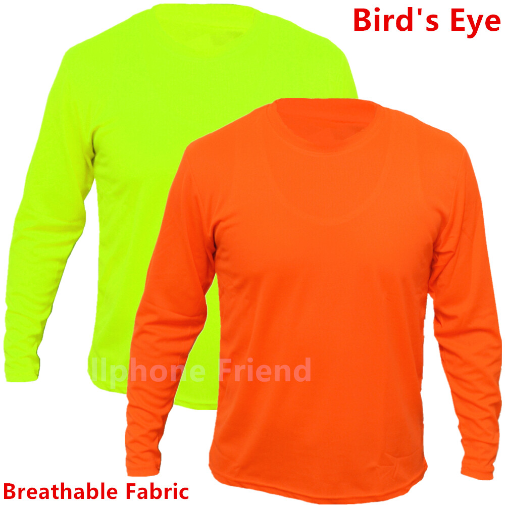 High Visibility Non ANSI Hi Vis Long Sleeve T Shirt Safety Yellow Orange Shirts