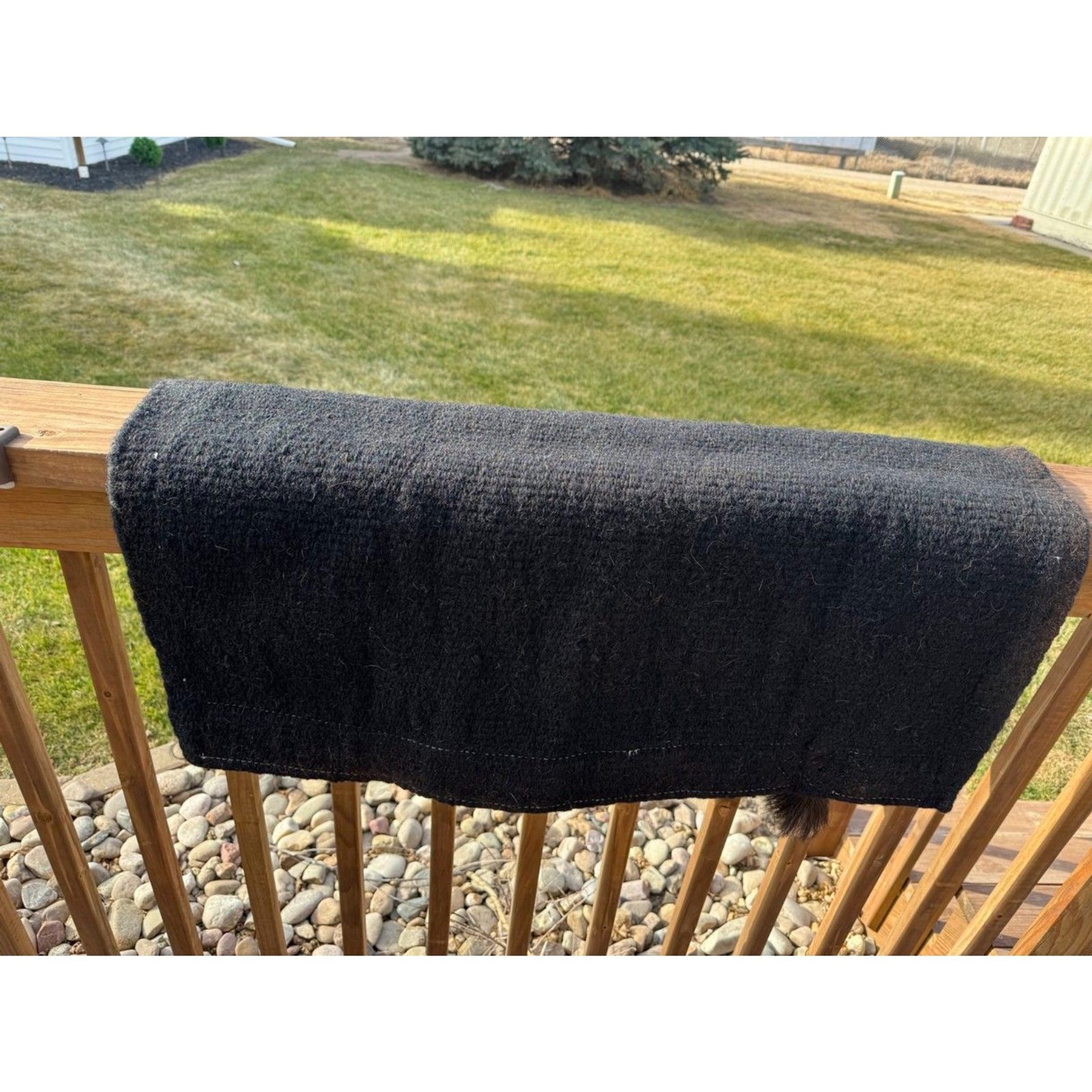 Western Black Leather Saddle Horse Blanket Horsehair tassel 34" x 34"