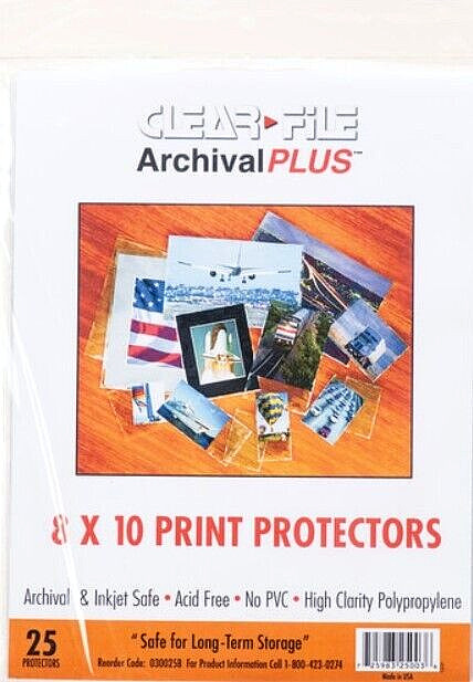 Clear File Archival Photo Print Protectors 8 x 10" (25-Pack) 030025B