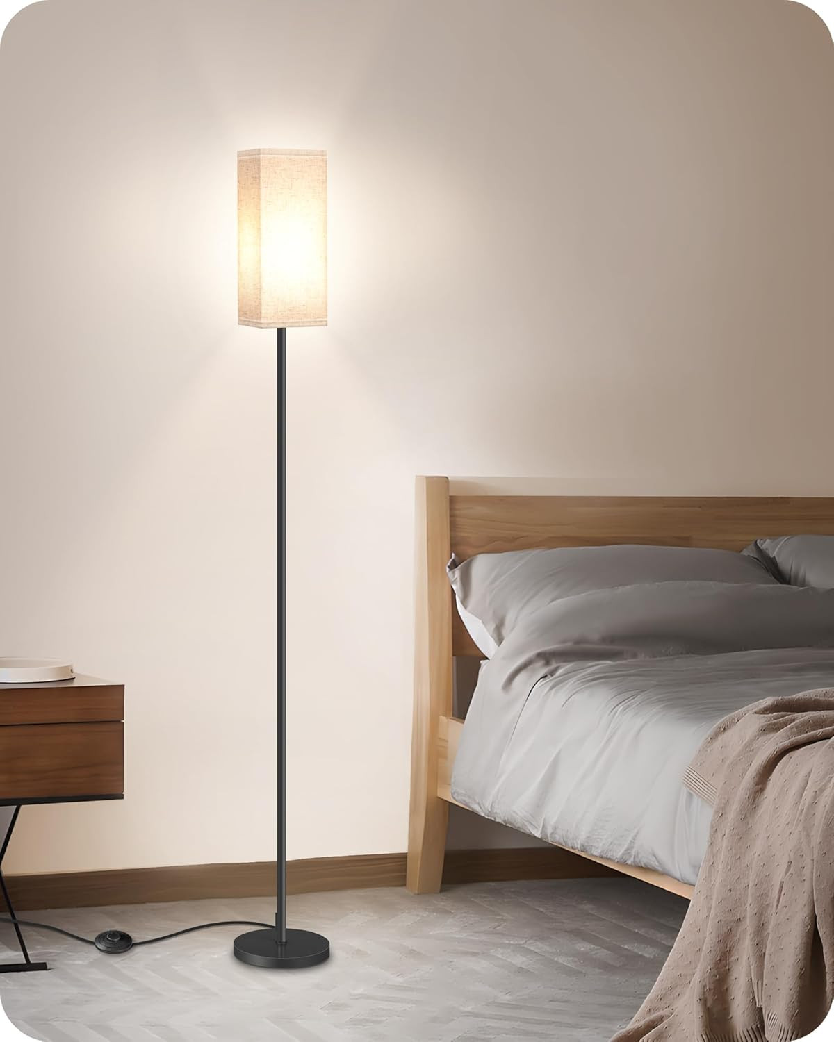 Modern Floor Lamp for Living Room Bedroom, Standing Tall Light with Foot Switch