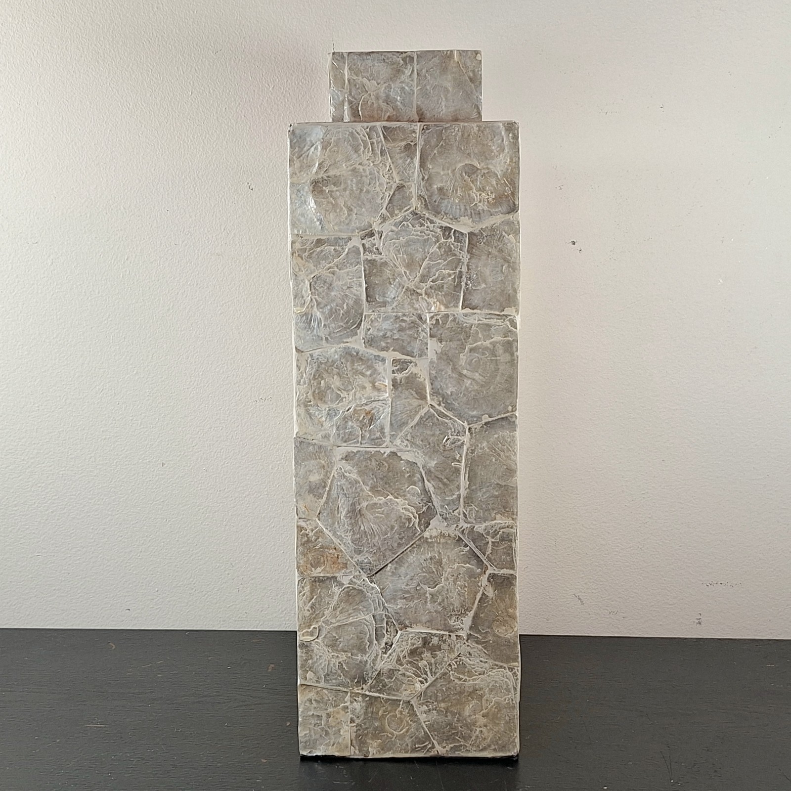 LARGE Natural Capiz Shell Asian Lidded Vase (Mother of Pearl) -20" FREE SHIPPING