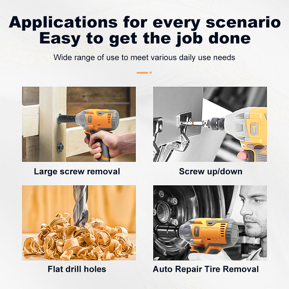 3 IN 1 Cordless Electric Impact Wrench Gun Power Drill Kit 12000RPM w/ 2 Battery