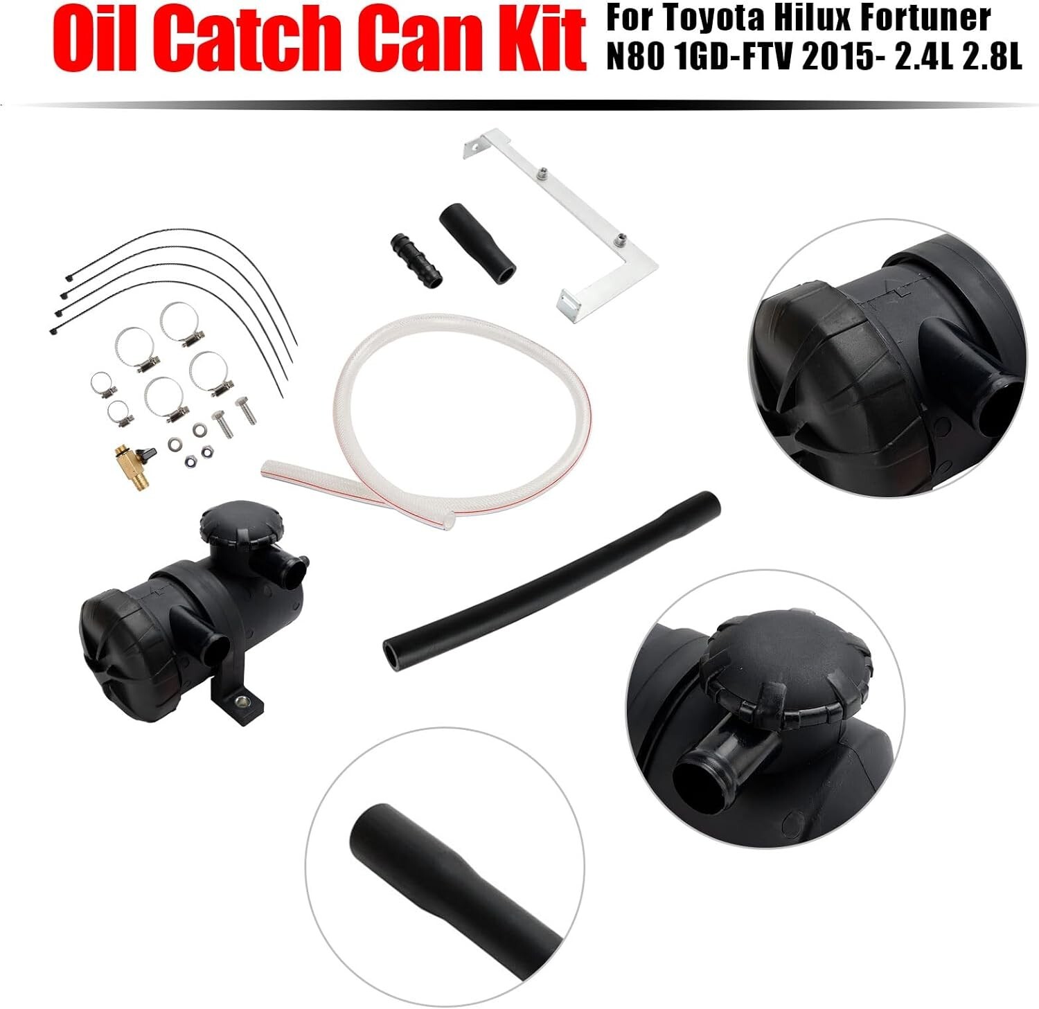Oil Catch Can Kit Fits Toyota Hilux Fortuner 1GD-FTV 2015 2.4L 2.8L OS-PROV-12