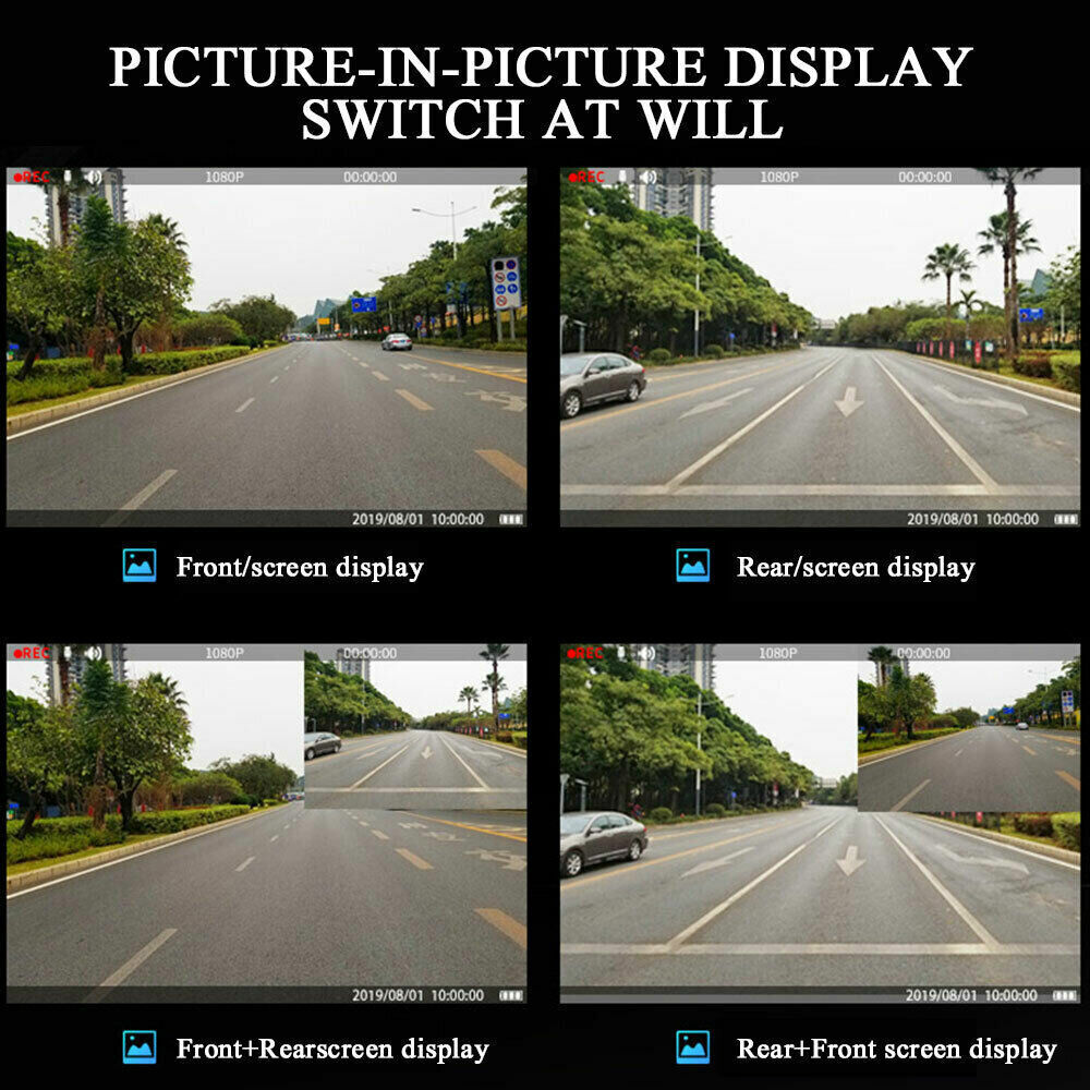 4.5" Car Backup Camera Mirror Dash Cam Recorder Rear View Reverse Parking System