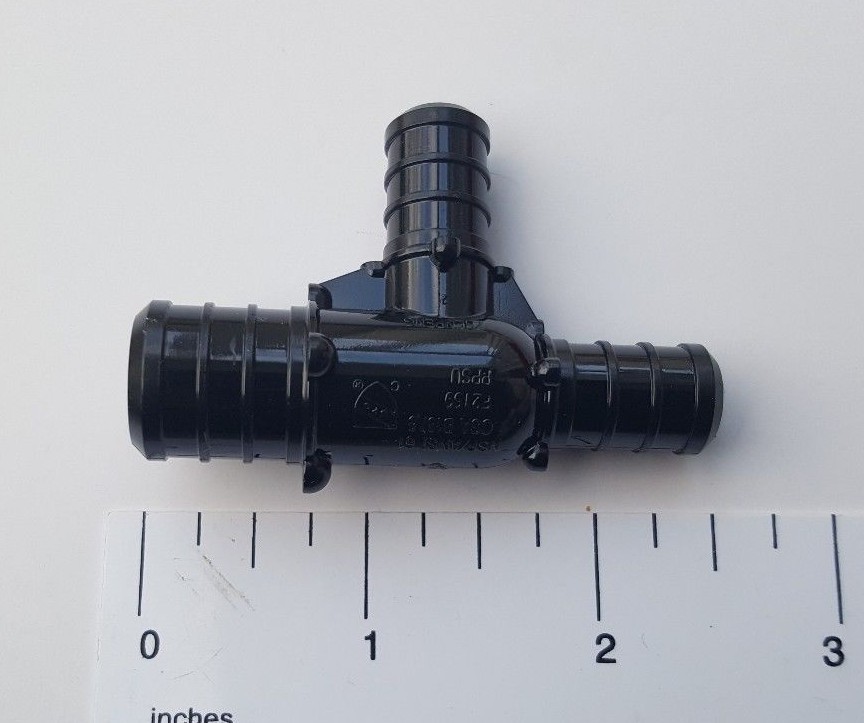 25 PIECES 3/4" X 1/2" X 1/2" TEE POLY ALLOY LEAD FREE CRIMP FITTINGS - NSF, CUPC