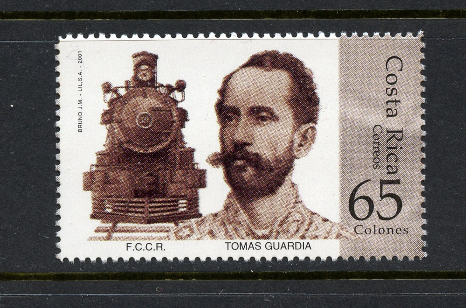 L176  Costa Rica  2001   trains locomotives   1v.    MNH