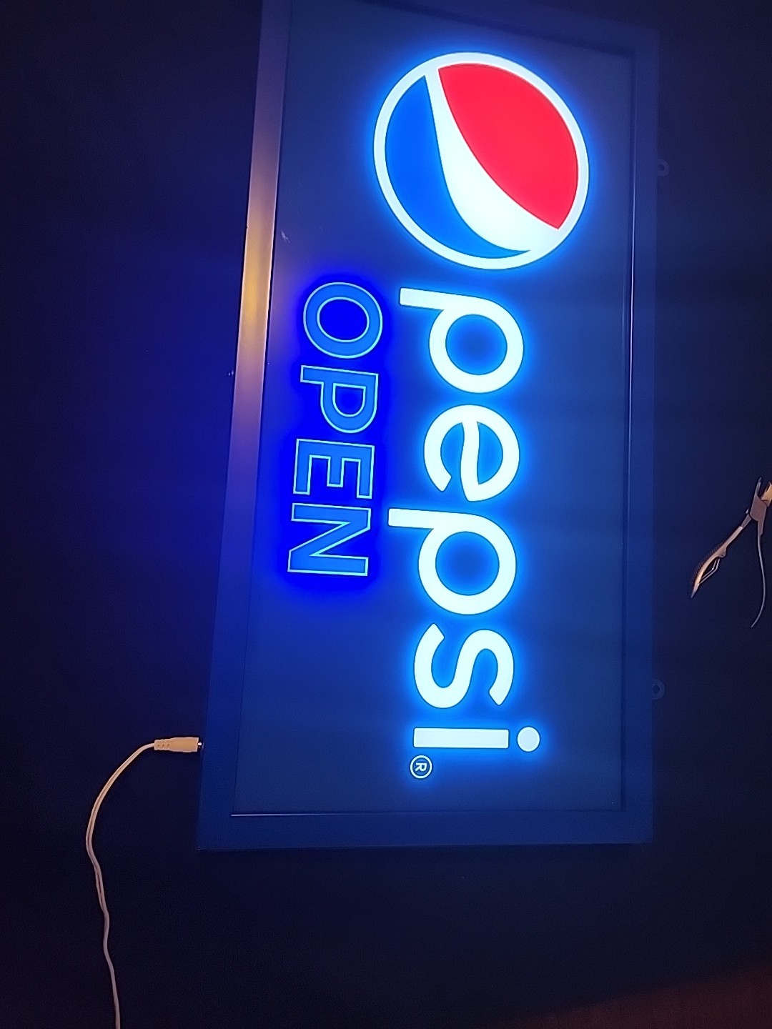 Pepsi Cola Soda Pop Lighted Electric Open Sign Store Display Think Refreshing