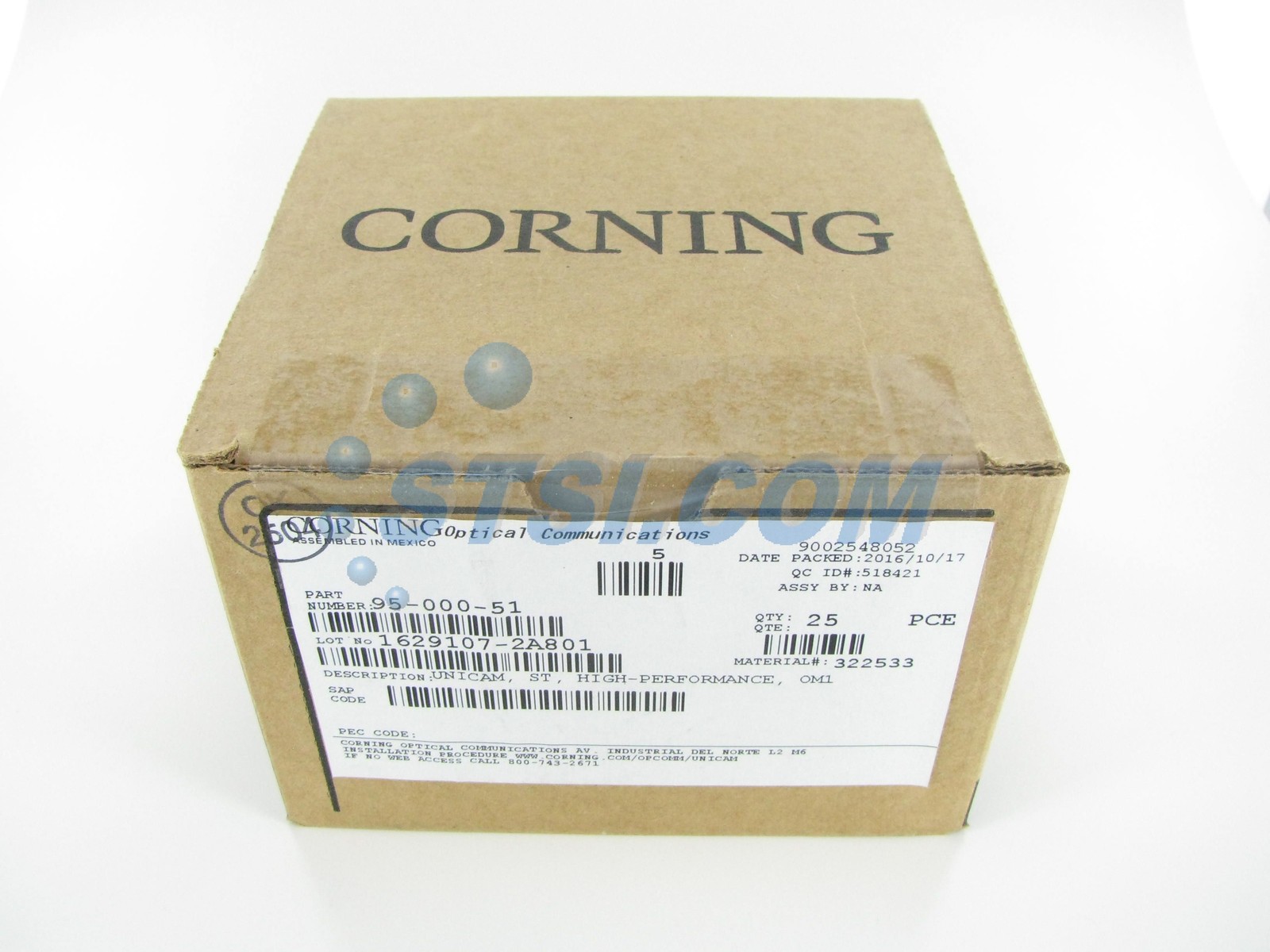 (25) Corning Unicam ST MM 62.5 OM1 Fiber Optic Connector 95-000-51 2016 ~STSI