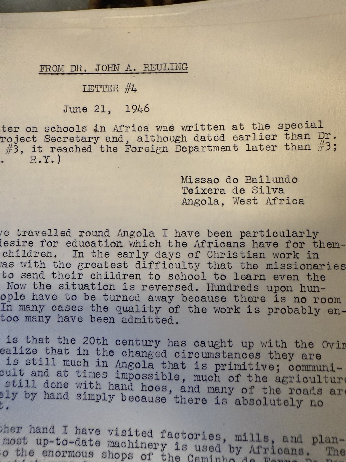 Dr. John A. Reuling Trip To Africa Missionary Work Collection Of Letters 1940s