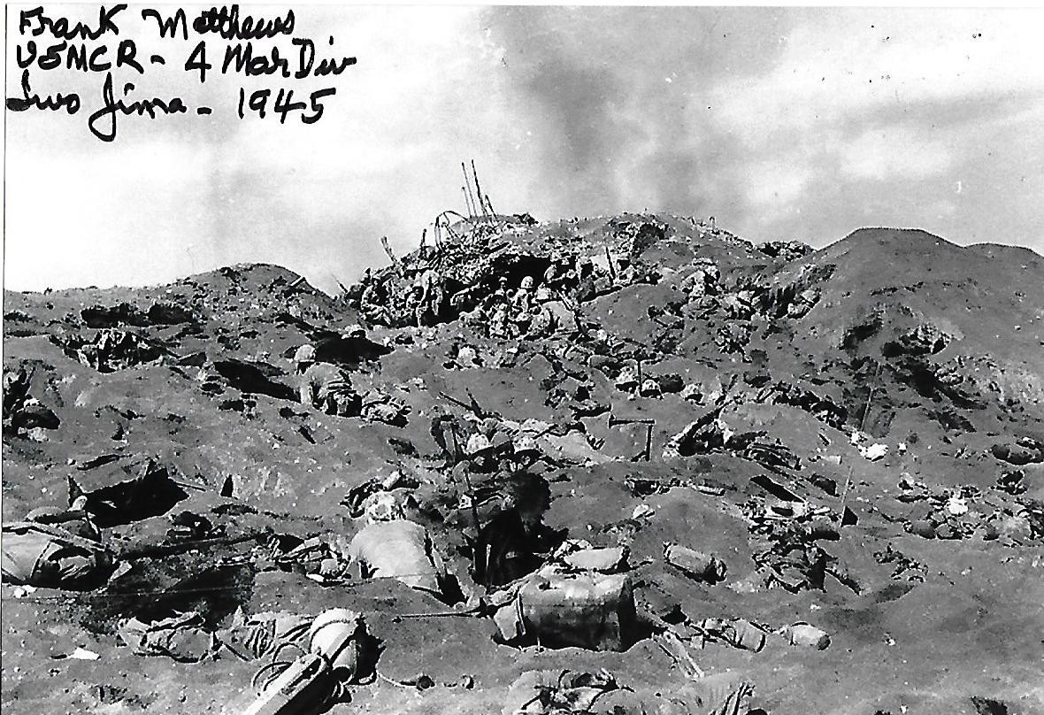 Frank Matthews signed 4x6 photo Pacific Iwo Jima WW II Rare COA LOOK!