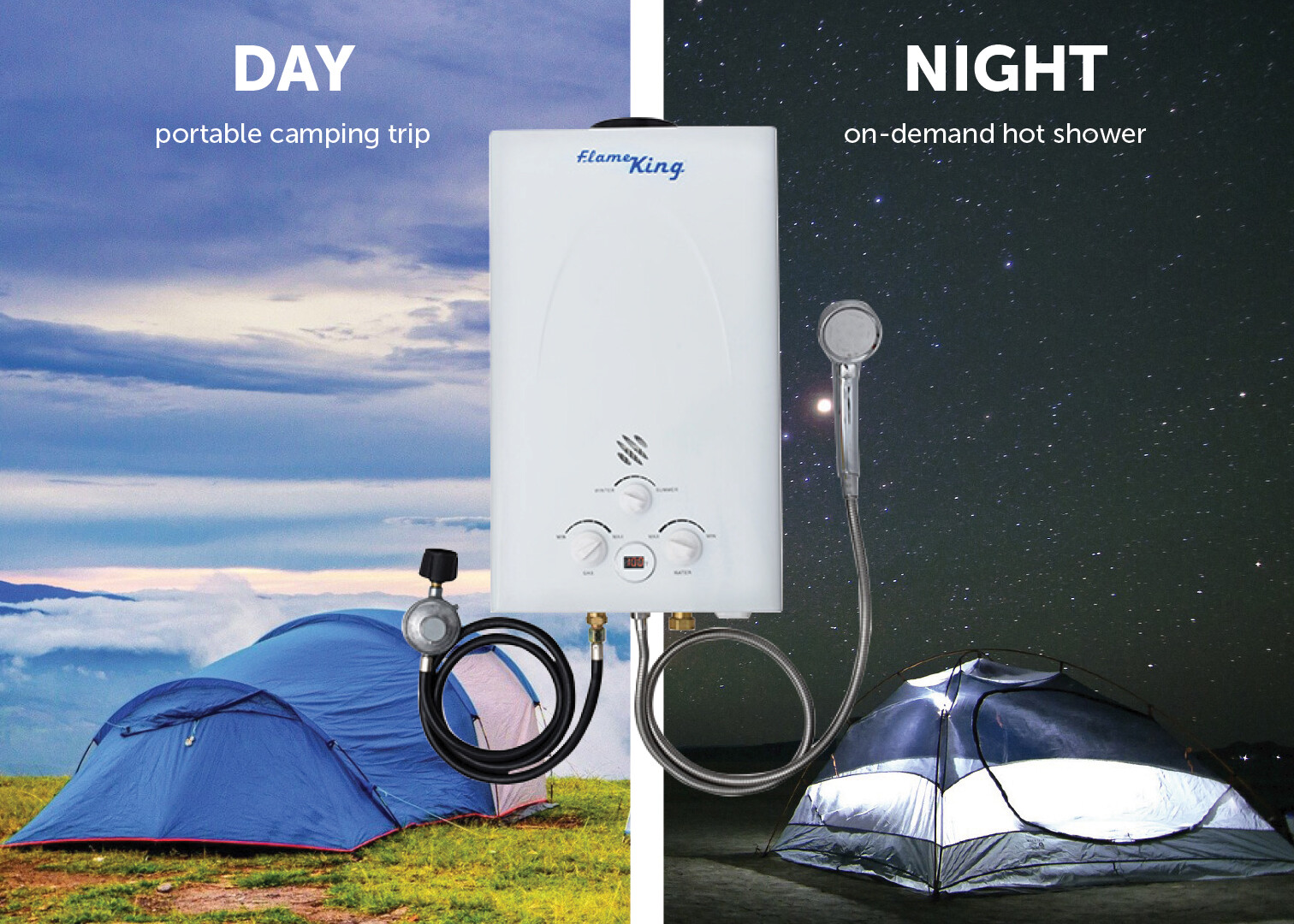 10L 2.64GPM Hot Water Heater Propane Gas Instant Tankless Boiler Shower Kit