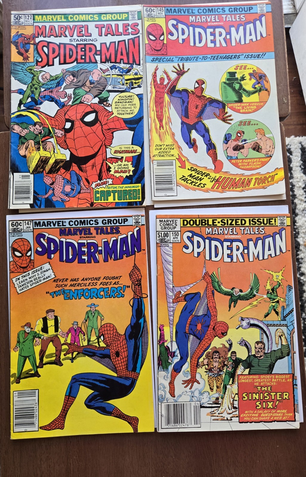 Vintage lot of Marvel Tales featuring Spider-Man, stretching from 1968 to 1985.