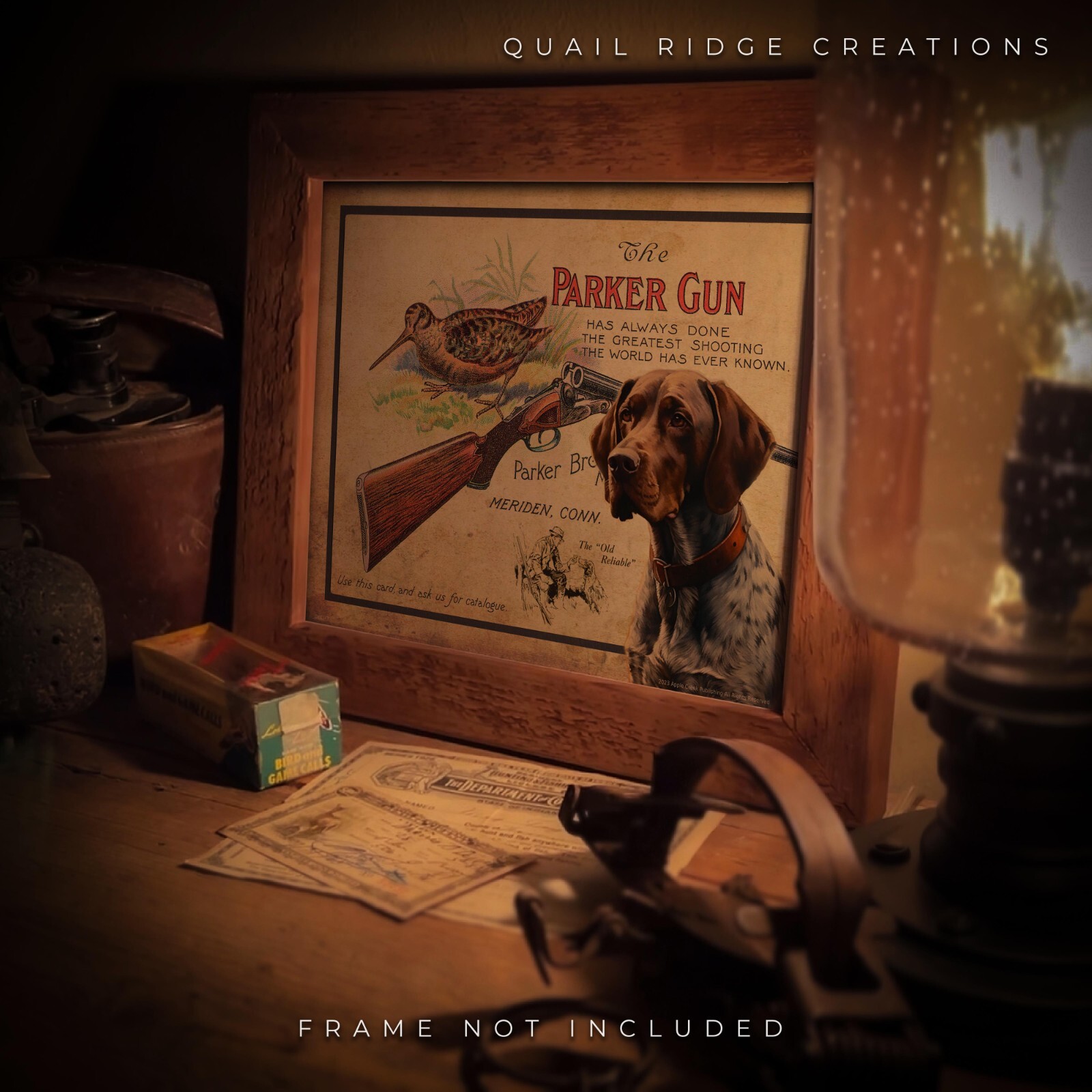 Parker Gun Advertising Art Print German Shorthair Hunting Dog Wall Decor Gift