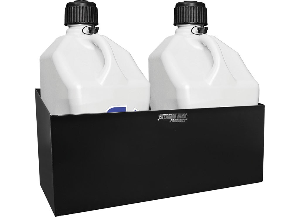 Extreme Max 5001.6154 Aluminum Dual 5-Gallon Fuel Jug Holder Storage - Black
