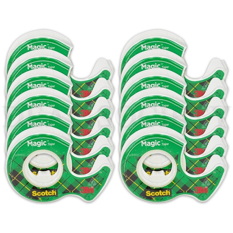 Scotch Magic Tape Transparent 0.75in X 350in Rolls Lot of 12