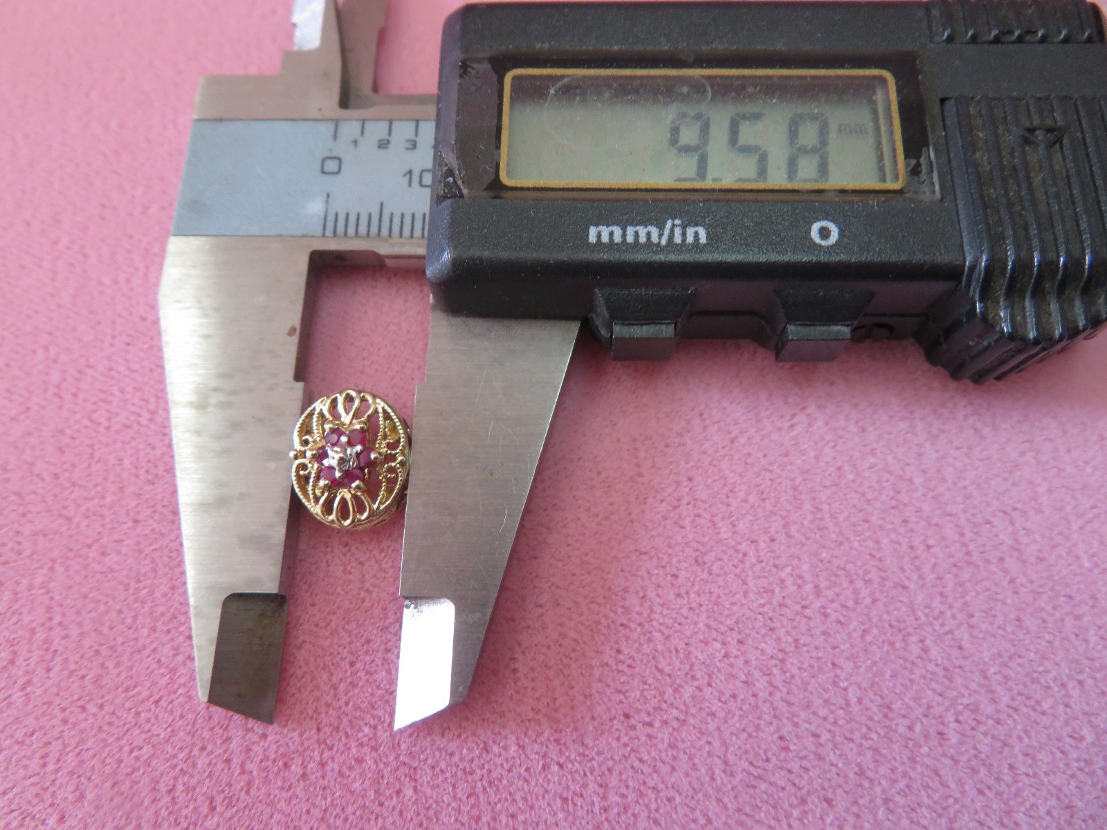 OMG 10K Solid Two Tone Gold Ruby Slide Charm for Bracelet