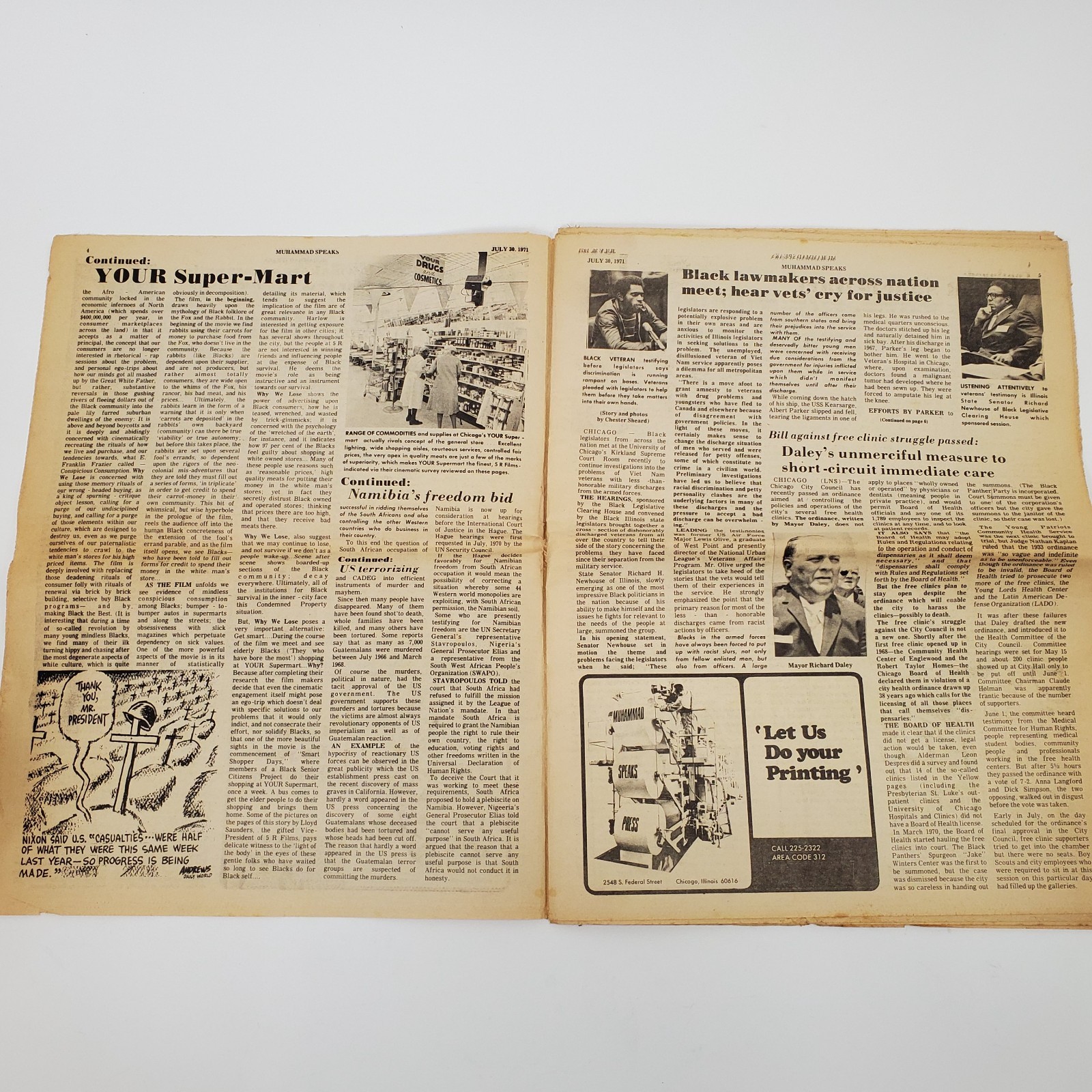 Muhammad Speaks Newspaper July 30 1971 Nation of Islam Black History VTG