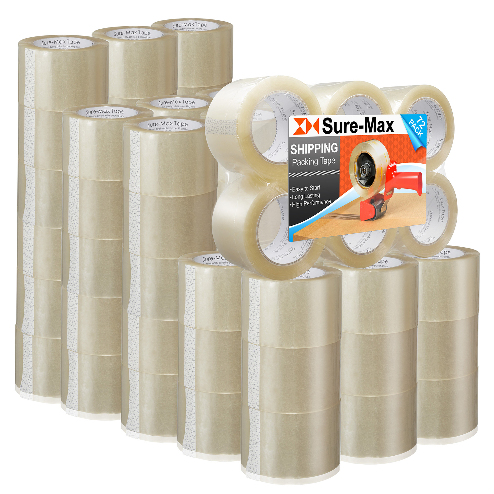 72 Rolls 3" Extra-Wide Clear Shipping Packing Moving Tape 110 yds/330' ea - 2mil