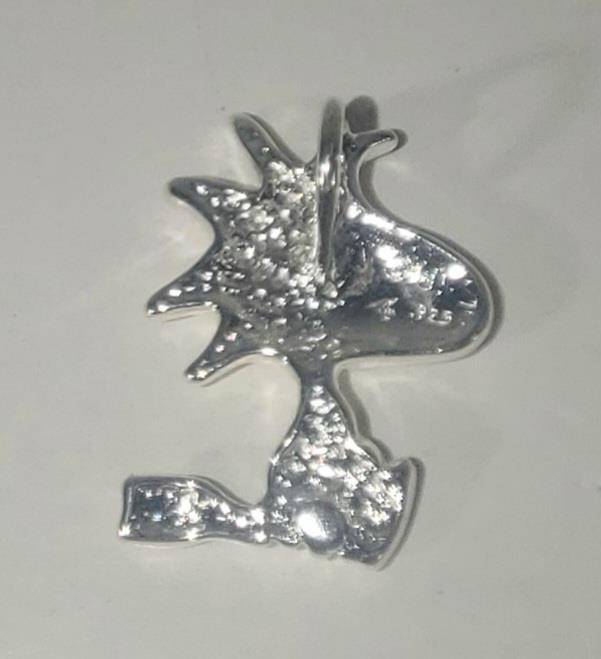 VINTAGE PEANUTS 925 STERLING SILVER WOODSTOCK LARGE 3/4" CHARM PENDANT