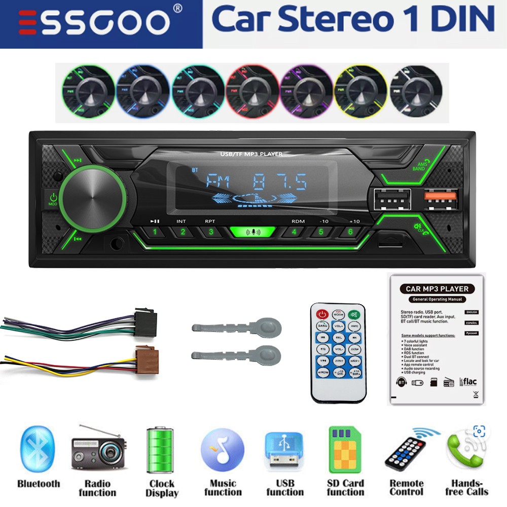 Bluetooth Car Stereo Radio Single Din Head Unit MP3 Player FM RDS USB SD AUX