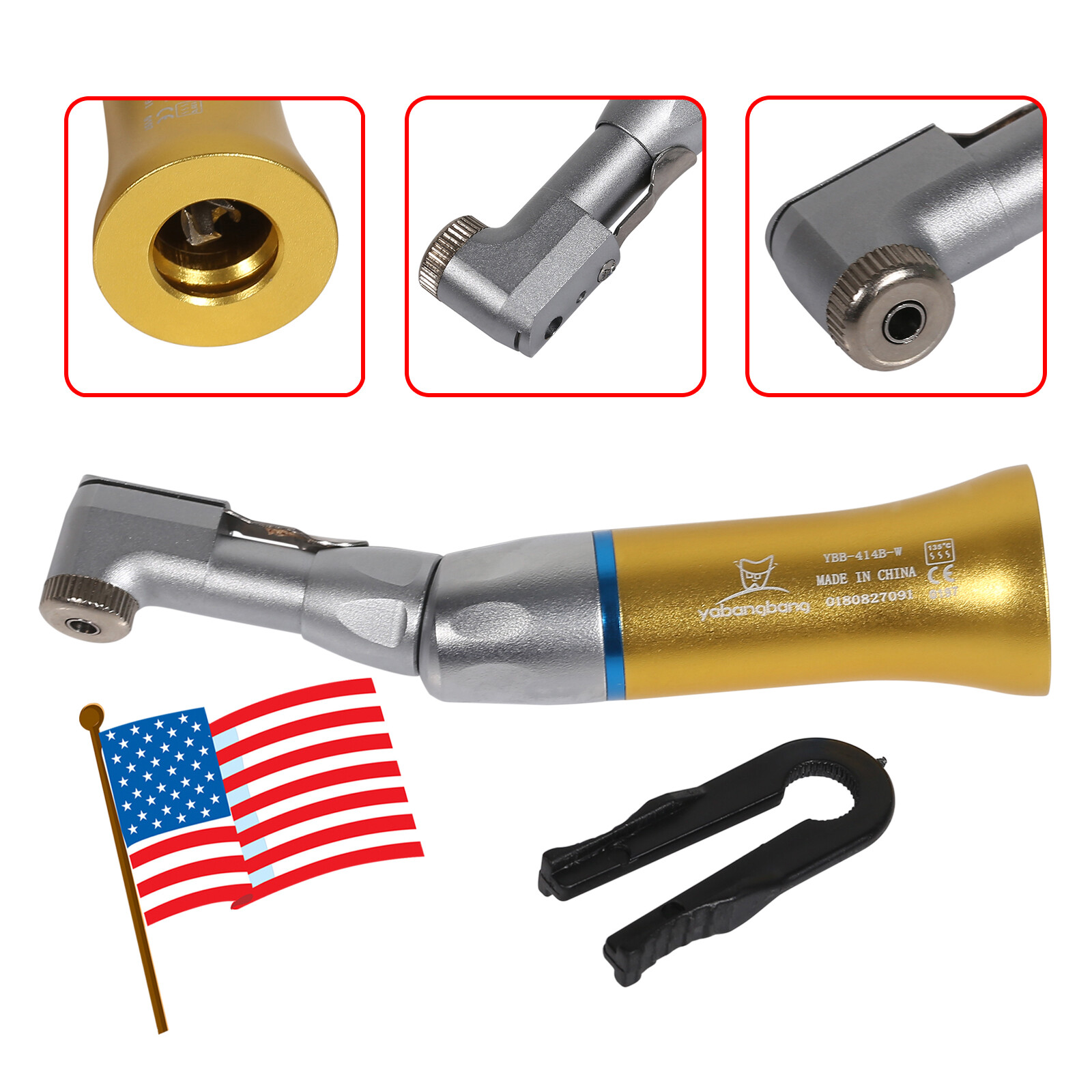 USA NSK Style Dental Low Speed Contra Angle Handpiece Latch E-Type Gold st